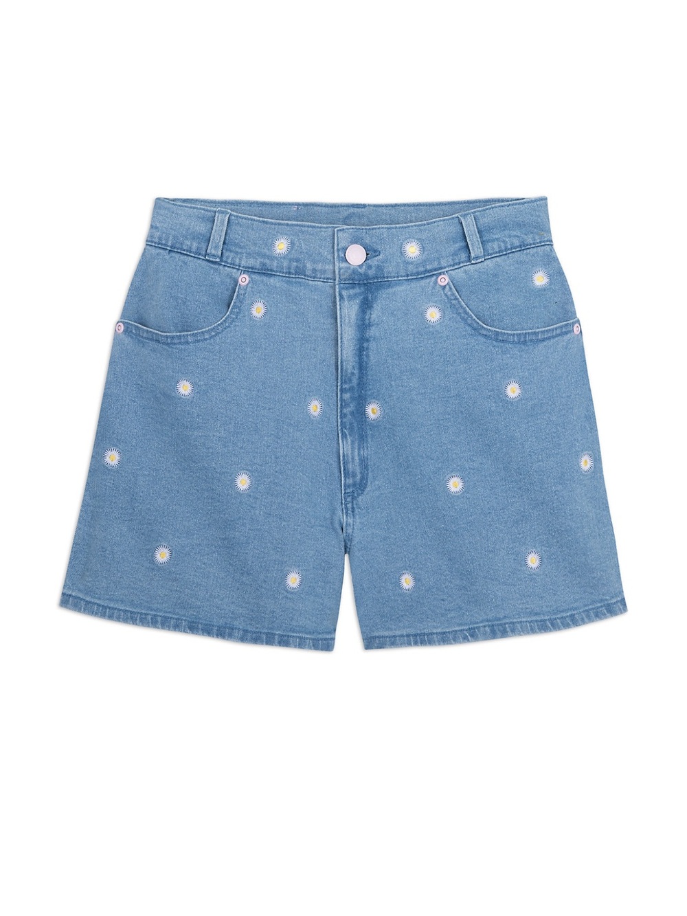 Embroidered Daisy Light Blue Denim Shorts
85th anniversary